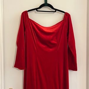 Red Dress in Velvet Texture-Size Large